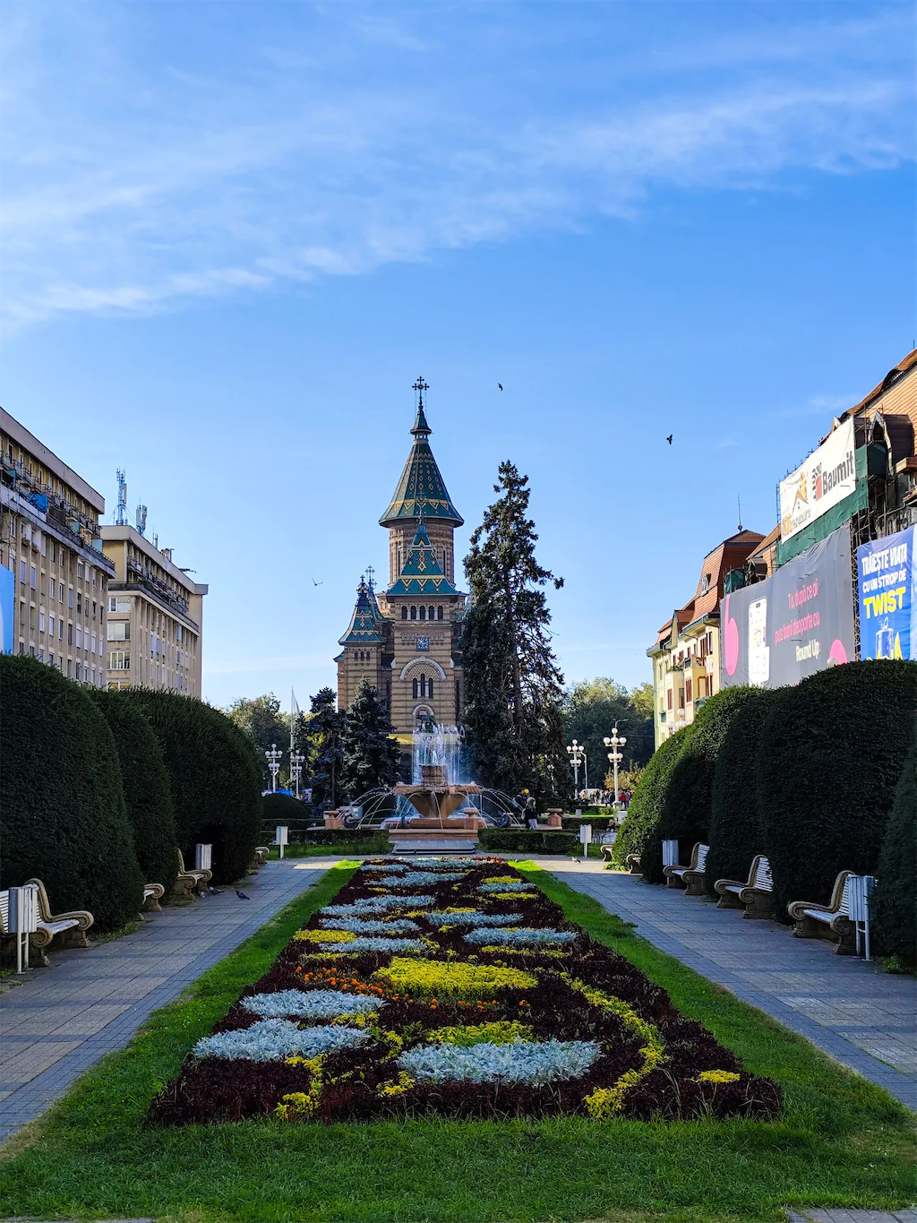 Panorama Temišvara sa Sabornom crkvom Banatske mitropolije